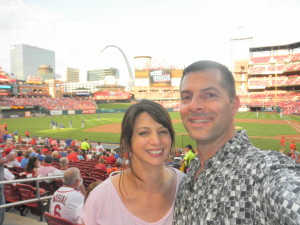 Jean and I at Busch Stadium to watch the Cards beat my lovable losers, the Cubs. May 2015.