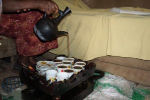 Traditional Ethiopian Coffee Ceremony at in-laws' home in Ethiopia