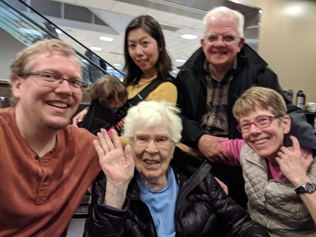 Jeffrey with family at airport